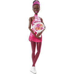 Barbie Winter Sports Ice Skater Brunette Doll 12 Inches with Pink Dress Jacket