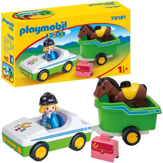 Playmobil 1 2 3 Car with Horse Trailer 70181