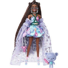 Barbie Extra Fancy Doll in Teddy-Print Gown with Sheer Teddy Bear Pet