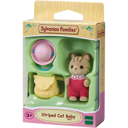 Sylvanian Families Striped Cat Baby Figure and Accessories