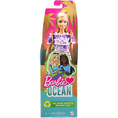 Barbie Loves The Ocean Purple Floral Dress with Ruffle and Blonde Hair