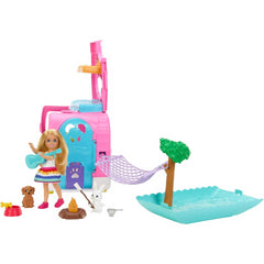 Barbie Camper Chelsea 2 in 1 Playset with Small Doll 2 Pets & 15 Accessories