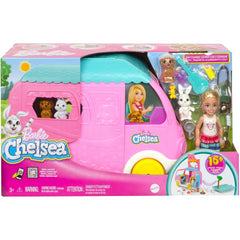 Barbie Camper Chelsea 2 in 1 Playset with Small Doll 2 Pets & 15 Accessories