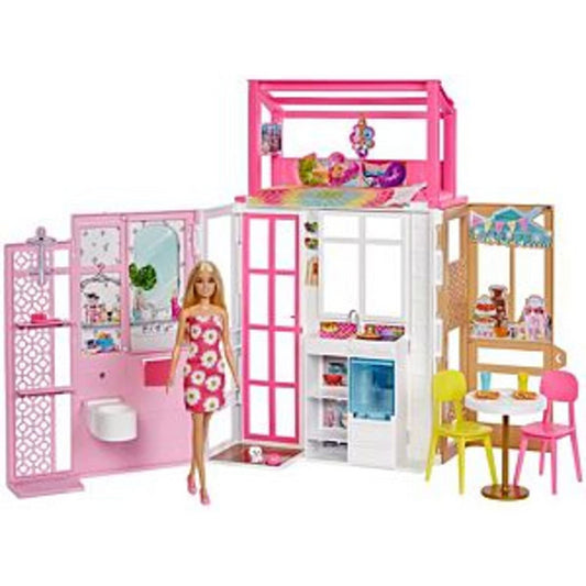 Barbie Dollhouse with Doll 2 Levels & 4 Play Areas