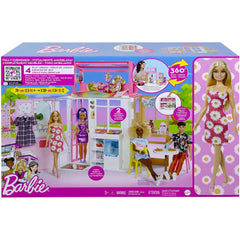 Barbie Dollhouse with Doll 2 Levels & 4 Play Areas