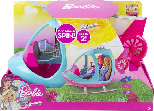 Barbie FWY29 Helicopter, Pink and Blue, with Spinning Rotor - Maqio