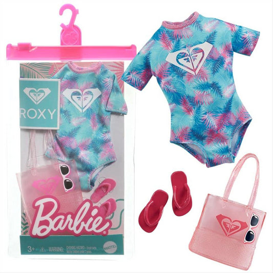 Barbie Clothes Fashion Pack By Roxy - Palm Swimsuit bag & Flip Flops