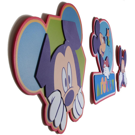 Mickey Mouse Foam 3 Piece Re Useable Bedroom Decoration