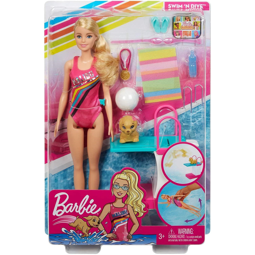 Barbie GHK23 Dreamhouse Adventures Swim 'n Dive Doll and Accessories - Maqio