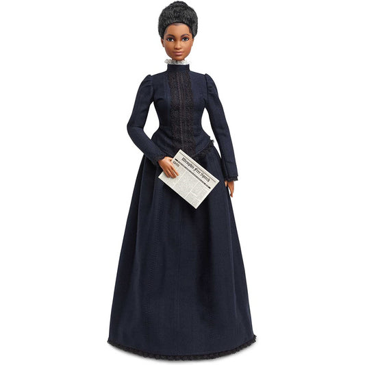 Barbie Ida B Wells Inspiring Women Doll Wearing Blue Dress & Newspaper Accessory