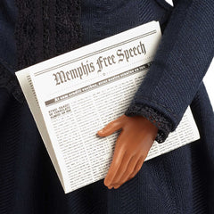Barbie Ida B Wells Inspiring Women Doll Wearing Blue Dress & Newspaper Accessory