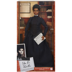 Barbie Ida B Wells Inspiring Women Doll Wearing Blue Dress & Newspaper Accessory