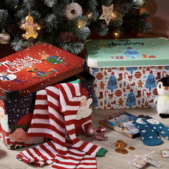 Curver Merry Christmas Santa Claus & Little Helper Elf IML Print Storage Box with Lid 22L - Maqio