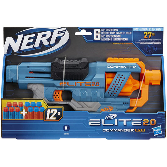 Nerf Elite 2.0 Commander Rd-6 Blaster & 12 Official Darts Rotating Drum