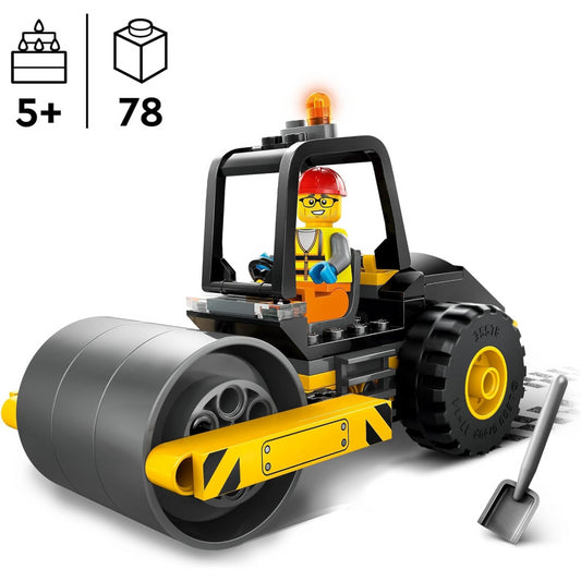 LEGO City 60401 Construction Steamroller Model Truck Building Set