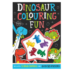 Dinosaur Colouring Fun with 5 Dino Crayons and Over 50 Stickers