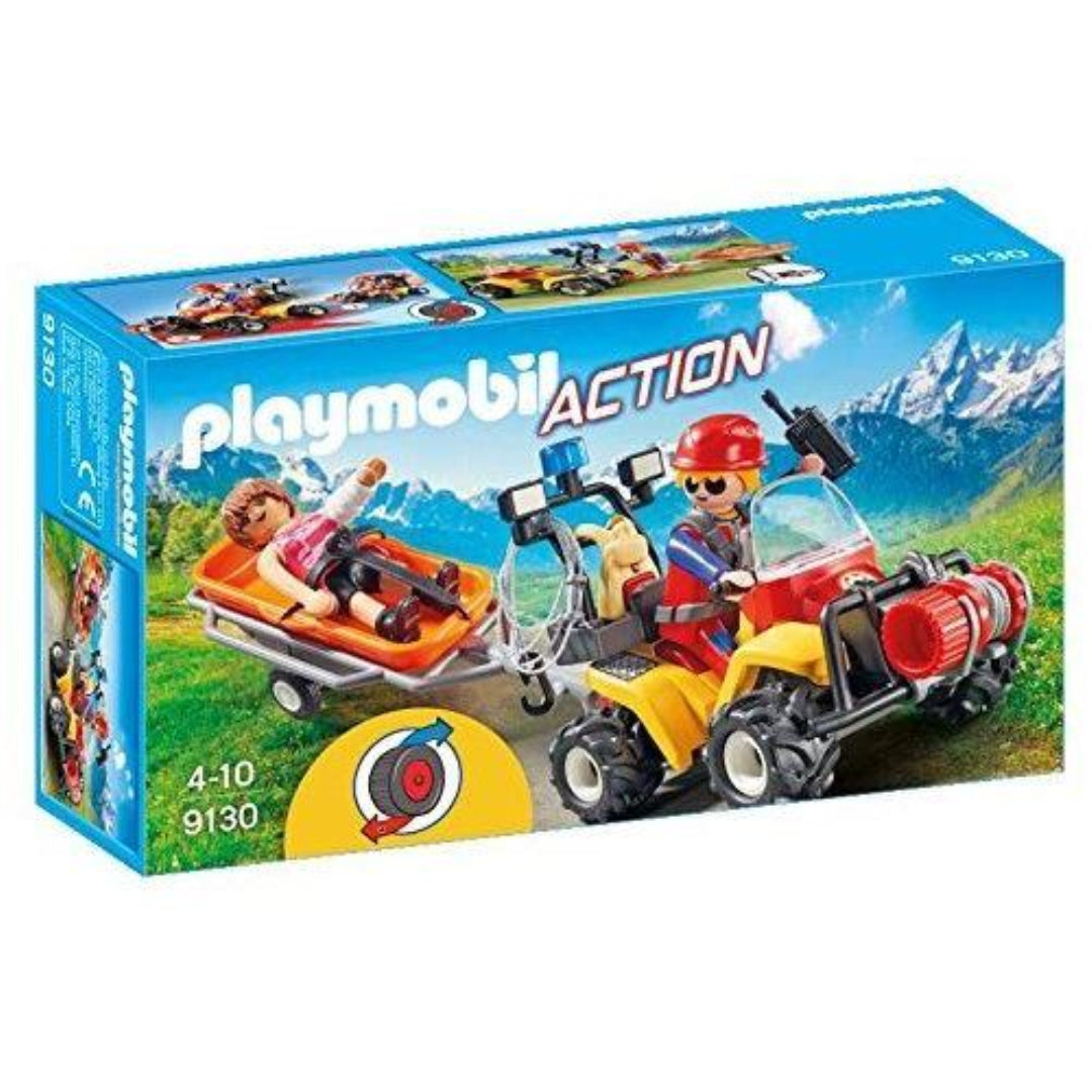Playmobil 9130 Mountain Rescue Quad with Pullback Motor and Working Winch - Maqio