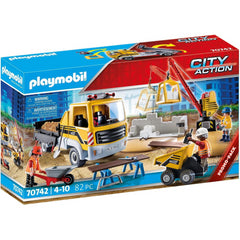 Playmobil Construction Site with Flatbed Truck and Figures 82pc 70742