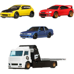 Hot Wheels Premium 3 Japanese 1:64 Die-Cast Cars & 1 Team Transport Vehicle