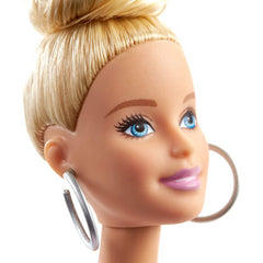 Barbie Fashionistas Doll with Blonde Updo Hair Wearing Pink & Golden Plaid Dress