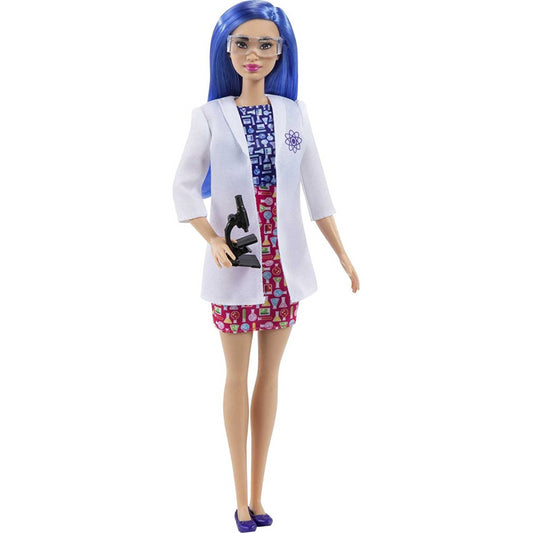 Barbie Scientist Doll 12in Blue Hair Colour Block Dress Lab Coat & Flats