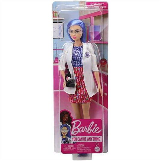 Barbie Scientist Doll 12in Blue Hair Colour Block Dress Lab Coat & Flats