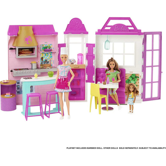 Barbie Cook n Grill Restaurant Playset with Barbie Doll 30+ Piece & 6 Play Areas