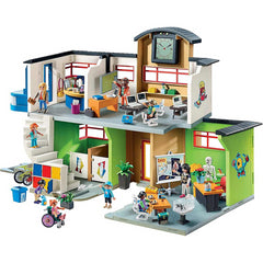 Playmobil City Life Furnished School Building with Digital Clock 9453