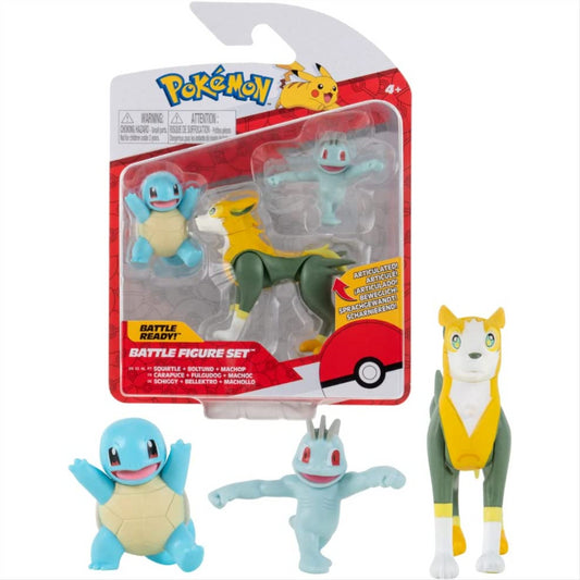 Pokemon Battle Figures 7cm 3 Pack Squirtle Machop & Boltund