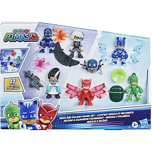 PJ Masks Hero And Villain Figure Set of 6 Figures and 17 Pieces Total