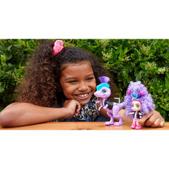 Cave Club Tots 3.5 inch Small Doll with Dinosaur & Curly Purple Hair - Rebel