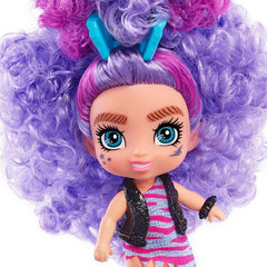 Cave Club Tots 3.5 inch Small Doll with Dinosaur & Curly Purple Hair - Rebel