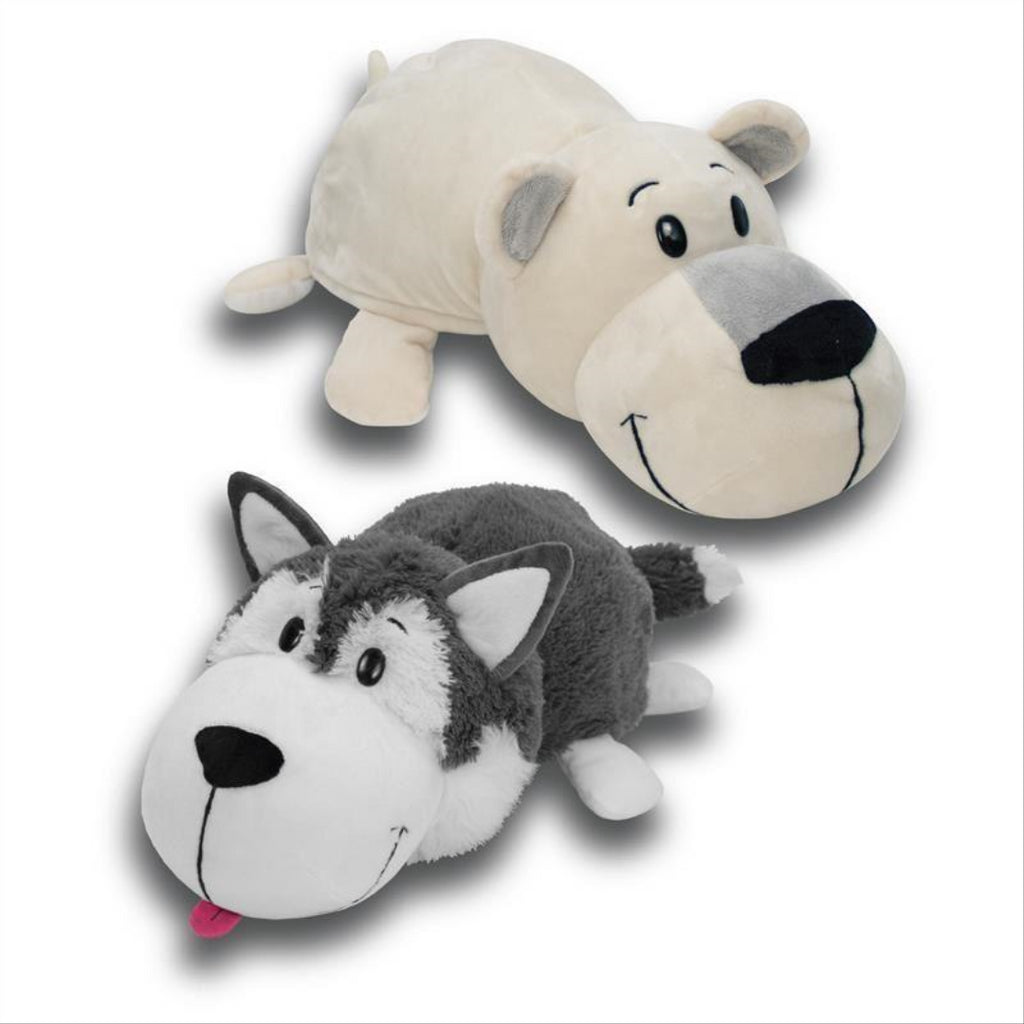 Flip a Zoo Asher Husky & Poppi Polar Bear 2 in 1 Soft Plush Toy 020420 - Maqio