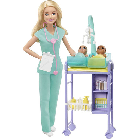 Barbie Baby Doctor Playset Blonde Doll & 2 Infant Dolls