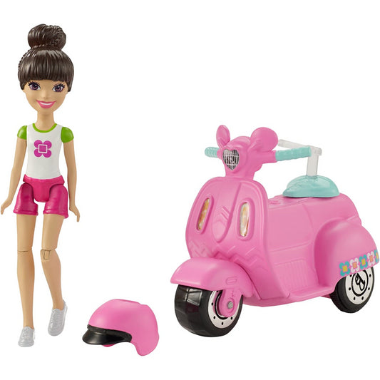 Barbie On The Go Doll With Pink Bike Scooter