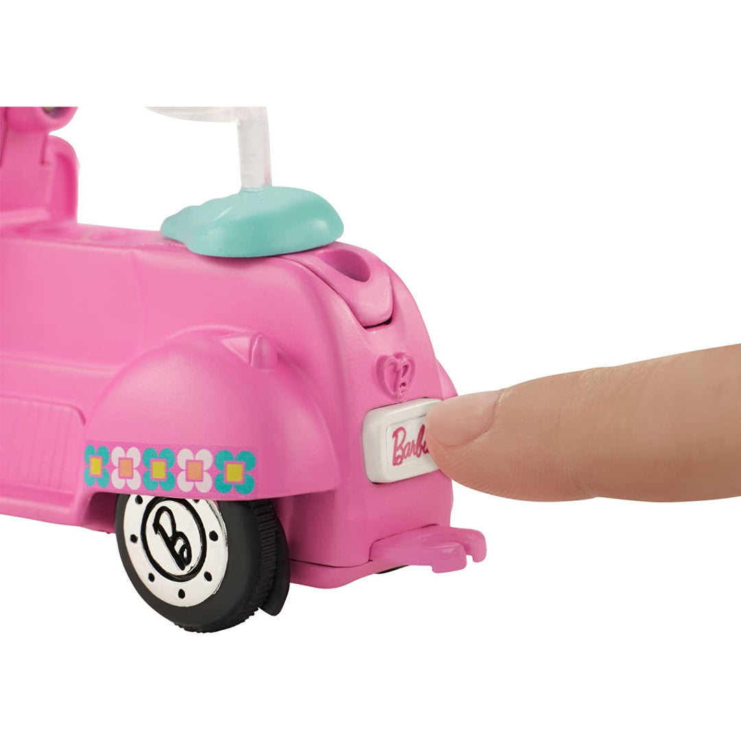 Barbie On The Go Doll With Pink Bike Scooter