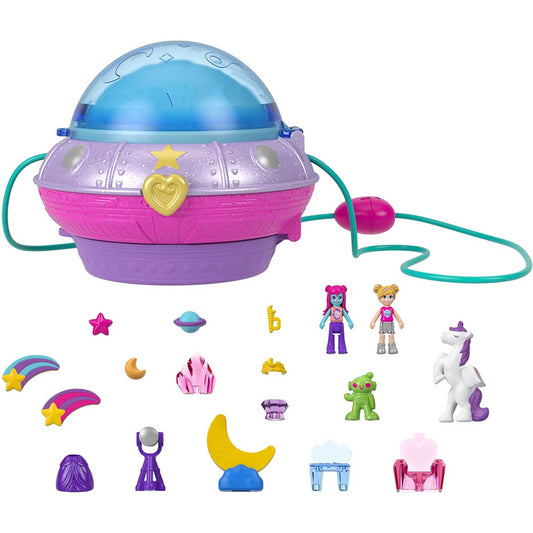 Polly Pocket Double Play Space Compact with 2 Micro Dolls & 15 Accessories