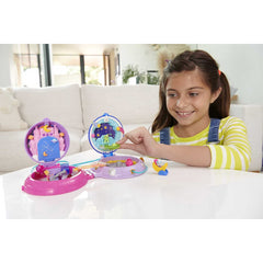 Polly Pocket Double Play Space Compact with 2 Micro Dolls & 15 Accessories