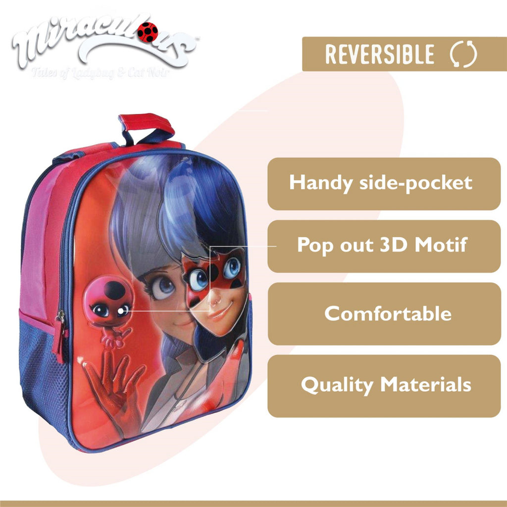 Miraculous Ladybug Reversible Design School Backpack - Maqio