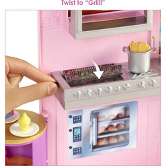 Barbie Cook 'n Grill Restaurant Playset & Barbie Doll 30+ Pieces Kitchen