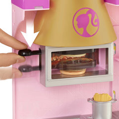 Barbie Cook 'n Grill Restaurant Playset & Barbie Doll 30+ Pieces Kitchen