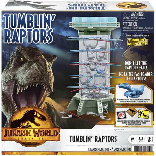 Tumblinâ€™ Raptors Jurassic World Dominion Game with Movie Inspired Tower