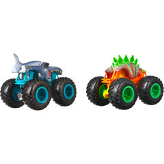 Hot Wheels Monster Trucks Demolition Doubles MotoaURUS VS Mega Wrex