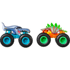 Hot Wheels Monster Trucks Demolition Doubles MotoaURUS VS Mega Wrex