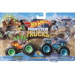 Hot Wheels Monster Trucks Demolition Doubles MotoaURUS VS Mega Wrex