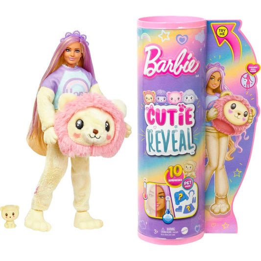 Barbie Cutie Reveal Doll & Lion Plush Costume & 10 Surprises