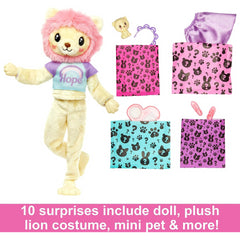 Barbie Cutie Reveal Doll & Lion Plush Costume & 10 Surprises