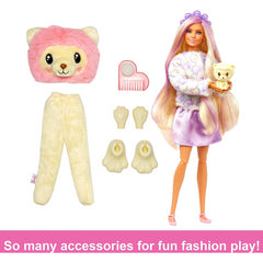 Barbie Cutie Reveal Doll & Lion Plush Costume & 10 Surprises