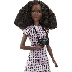 Barbie Pet Photographer Doll 12in Petite Brunette Heart-print Dress & Shoes