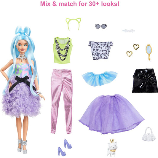 Barbie Extra Doll & Accessories Set with Pet Mix & Match Pieces for 30+ Looks
